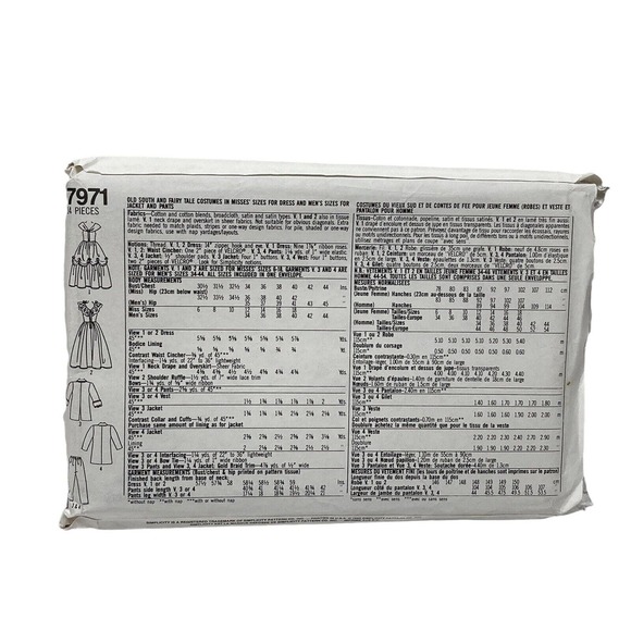 Simplicity 7971 Old South & Fairy Tales Adult Costumes Sewing Pattern Vintage - Picture 2 of 6